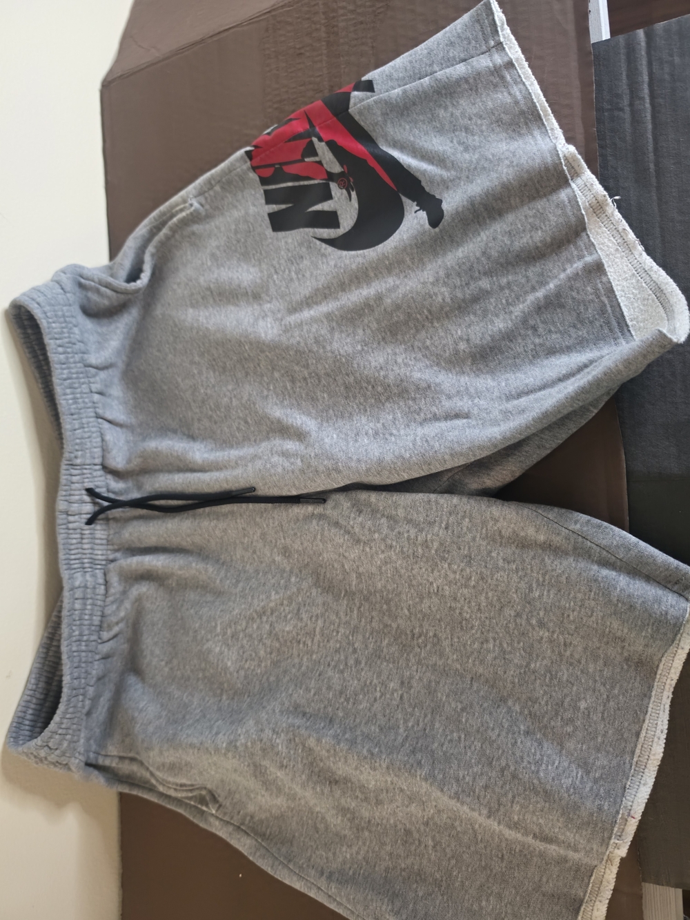 Jordan Gray Athletic Shorts with Black and Red Logo